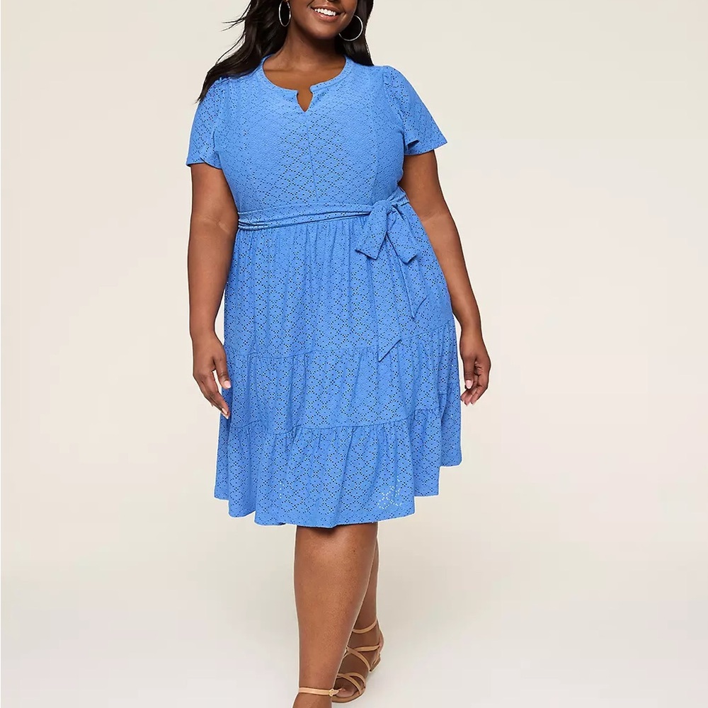 Lane Bryant Blue Midi Dress with Bow